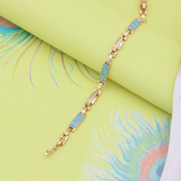 Rose Gold Bracelet with Blue Enamel and Crystals, XPBL0682 - Picture 11 of 12